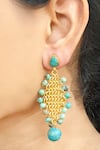 Buy_Anuka Jewels_Blue Stones Embellished Dangler Earrings _at_Aza_Fashions