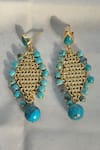 Shop_Anuka Jewels_Blue Stones Embellished Dangler Earrings _at_Aza_Fashions
