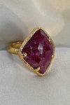 Shop_Anuka Jewels_Pink Stones Ruby Embellished Ring _at_Aza_Fashions