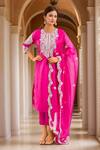 Buy_Prisho_Pink Embroidered Gota Round Floral Kurta Set _at_Aza_Fashions