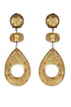 Shop_Bijoux By Priya Chandna_Gold Plated Crystals Tonal Teardrop Earrings _at_Aza_Fashions