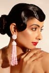 Buy_Bijoux By Priya Chandna_Pink Sequins, Crystals, Beads Embellished Long Tassel Earrings _at_Aza_Fashions