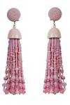 Bijoux By Priya Chandna_Pink Sequins, Crystals, Beads Embellished Long Tassel Earrings _Online_at_Aza_Fashions