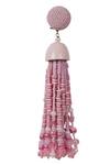 Buy_Bijoux By Priya Chandna_Pink Sequins, Crystals, Beads Embellished Long Tassel Earrings _Online_at_Aza_Fashions