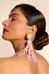Bijoux By Priya Chandna_Pink Sequins, Crystals, Beads Embellished Long Tassel Earrings _at_Aza_Fashions