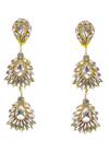 Shop_Bijoux By Priya Chandna_Gold Plated Crystals, Beads, Stones Floral Long Earrings _at_Aza_Fashions