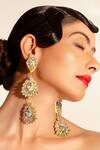 Buy_Bijoux By Priya Chandna_Gold Plated Crystals, Beads, Stones Floral Long Earrings _Online_at_Aza_Fashions