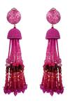 Shop_Bijoux By Priya Chandna_Pink Sequins, Crystals, Beads Gradient Long Earrings _at_Aza_Fashions