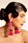 Shop_Bijoux By Priya Chandna_Pink Sequins, Crystals, Beads Gradient Long Earrings _Online_at_Aza_Fashions
