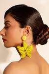 Buy_Bijoux By Priya Chandna_Yellow Sequins, Crystals, Beads Floral Tonal Embroidered Earrings _Online_at_Aza_Fashions