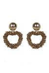 Shop_Bijoux By Priya Chandna_Gold Plated Beads Embellished Heart Drop Earrings _at_Aza_Fashions