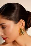 Bijoux By Priya Chandna_Gold Plated Metallic Thread Hammered Drop Pattern Earrings _Online_at_Aza_Fashions