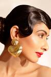 Buy_Bijoux By Priya Chandna_Gold Plated Glitter, Metallic Thread Hammered Heart Dangler Earrings _at_Aza_Fashions