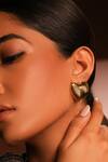 Buy_Bijoux By Priya Chandna_Gold Plated Textured Heart Stud Earrings _at_Aza_Fashions