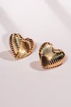Shop_Bijoux By Priya Chandna_Gold Plated Textured Heart Stud Earrings _at_Aza_Fashions