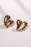 Shop_Bijoux By Priya Chandna_Gold Plated Stones Embellished Heart Stud Earrings _at_Aza_Fashions