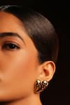 Bijoux By Priya Chandna_Gold Plated Stones Embellished Heart Stud Earrings _Online_at_Aza_Fashions