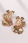 Shop_Bijoux By Priya Chandna_Gold Plated Pearls Floral Embellished Earrings _at_Aza_Fashions