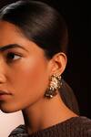 Bijoux By Priya Chandna_Gold Plated Pearls Floral Embellished Earrings _Online_at_Aza_Fashions