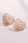 Shop_Bijoux By Priya Chandna_Gold Plated Crystals Heart Stud Earrings _at_Aza_Fashions