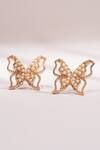 Shop_Bijoux By Priya Chandna_Gold Plated Pearls Embellished Butterfly Stud Earrings _at_Aza_Fashions