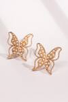 Bijoux By Priya Chandna_Gold Plated Pearls Embellished Butterfly Stud Earrings _Online_at_Aza_Fashions
