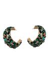 Bijoux By Priya Chandna_Green Crystals, Stones Embellished Half Hoop Earrings _Online_at_Aza_Fashions