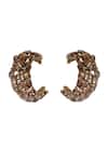 Shop_Bijoux By Priya Chandna_Gold Plated Crystals, Stones Embellished Half Hoops _at_Aza_Fashions