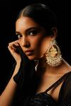 Buy_Bijoux By Priya Chandna_White Pearls, Crystals, Beads Tasselled Chandbali Earrings _at_Aza_Fashions