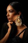 Bijoux By Priya Chandna_White Pearls, Crystals, Beads Tasselled Chandbali Earrings _Online_at_Aza_Fashions