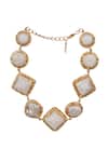 Shop_Bijoux By Priya Chandna_White Gold Plated Geometric Choker Necklace _at_Aza_Fashions