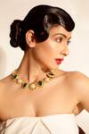 Shop_Bijoux By Priya Chandna_Green Gold Plated Geometric Necklace _Online_at_Aza_Fashions