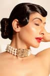 Buy_Bijoux By Priya Chandna_White Pearls, Crystals Gold Plated Choker Necklace _Online_at_Aza_Fashions