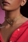 Bijoux By Priya Chandna_Gold Plated Crystal Heart Choker Necklace _Online_at_Aza_Fashions