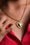 Bijoux By Priya Chandna_Gold Plated Textured Heart Pendant Necklace _Online_at_Aza_Fashions