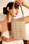 Shop_Bijoux By Priya Chandna_Gold Pearls, Crystals Cascading And Nano Bag _Online_at_Aza_Fashions