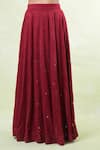 Buy_Samyukta Singhania_Red Faux Leather, Organza Mirrors Square Neck Mukaish Work Velvet Lehenga Set _Online_at_Aza_Fashions