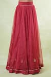 Buy_Naintara Bajaj_Red Organza Mirrors, Embroidery Round Neck Mukaish Lehenga Set 