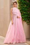 Buy Naintara Bajaj Pink Organza Applique, Embroidery, Beads High Neck Floral Lehenga Set at Aza Fashions Buy_Naintara Bajaj_Pink Organza Applique, Embroidery, Beads High Neck Floral Lehenga Set _at_Aza_Fashions