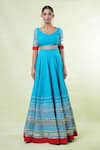Buy Naintara Bajaj Blue Cotton, Organza Lace Asymmetric Embroidered Lehenga Set Online at Aza Fashions Buy_Naintara Bajaj_Blue Cotton, Organza Lace Asymmetric Embroidered Lehenga Set _Online_at_Aza_Fashions