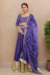 Buy_Naintara Bajaj_Purple Cotton, Organza Gota Patti Square Neck Lace Embroidered Lehenga Set _at_Aza_Fashions