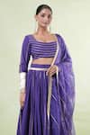 Naintara Bajaj_Purple Cotton, Organza Gota Patti Square Neck Lace Embroidered Lehenga Set _Online_at_Aza_Fashions