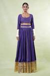Naintara Bajaj_Purple Cotton, Organza Gota Patti Square Neck Lace Embroidered Lehenga Set _at_Aza_Fashions