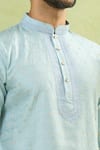 Arihant Rai Sinha_Blue Jacquard Embroidery Floral Woven Kurta _Online_at_Aza_Fashions