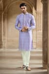Buy Arihant Rai Sinha Purple Viscose, Polyester Embroidery Leaf Butti Print Kurta Set at Aza Fashions Buy_Arihant Rai Sinha_Purple Viscose, Polyester Embroidery Leaf Butti Print Kurta Set _at_Aza_Fashions