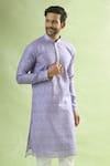 Shop_Arihant Rai Sinha_Purple Viscose Embroidery Leaf Butti Print Kurta _Online_at_Aza_Fashions