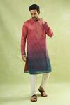 Buy_Arihant Rai Sinha_Red Viscose Embroidery Gradient Zig Zag Print Kurta 