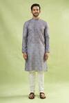 Buy Arihant Rai Sinha Gray Cotton, Viscose Embroidery Bloom Print Kurta Set Buy_Arihant Rai Sinha_Gray Cotton, Viscose Embroidery Bloom Print Kurta Set