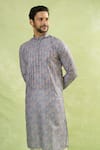 Buy_Arihant Rai Sinha_Gray Viscose Bloom Print Full Sleeves Kurta 