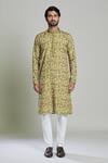 Arihant Rai Sinha_Green Viscose, Polyester Foliage Print Kurta Set_Online_at_Aza_Fashions